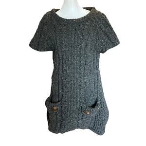 Himalayan Mountain Wool Knit Dress Womens Medium Wool Buttons Pockets
